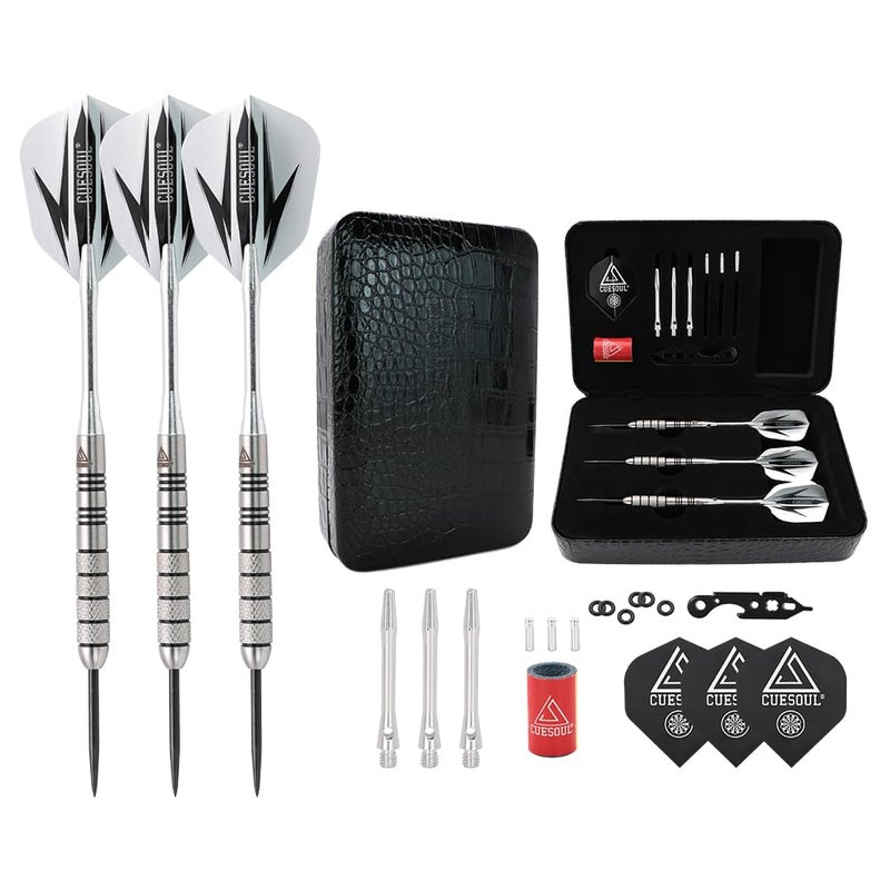 CUESOUL 28 Grams Tungsten Steel Tip Darts Set 95% Tungsten with Luxury Case - Image 1